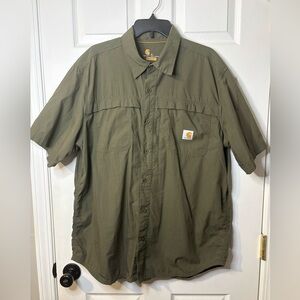 Carhartt Force Men’s XL Relaxed Fit Shirt Button Work Utility Vent Fishing Green